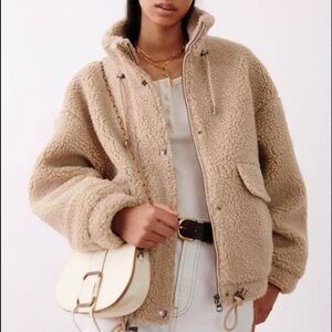 Ba&sh Beige Teddy Jacket